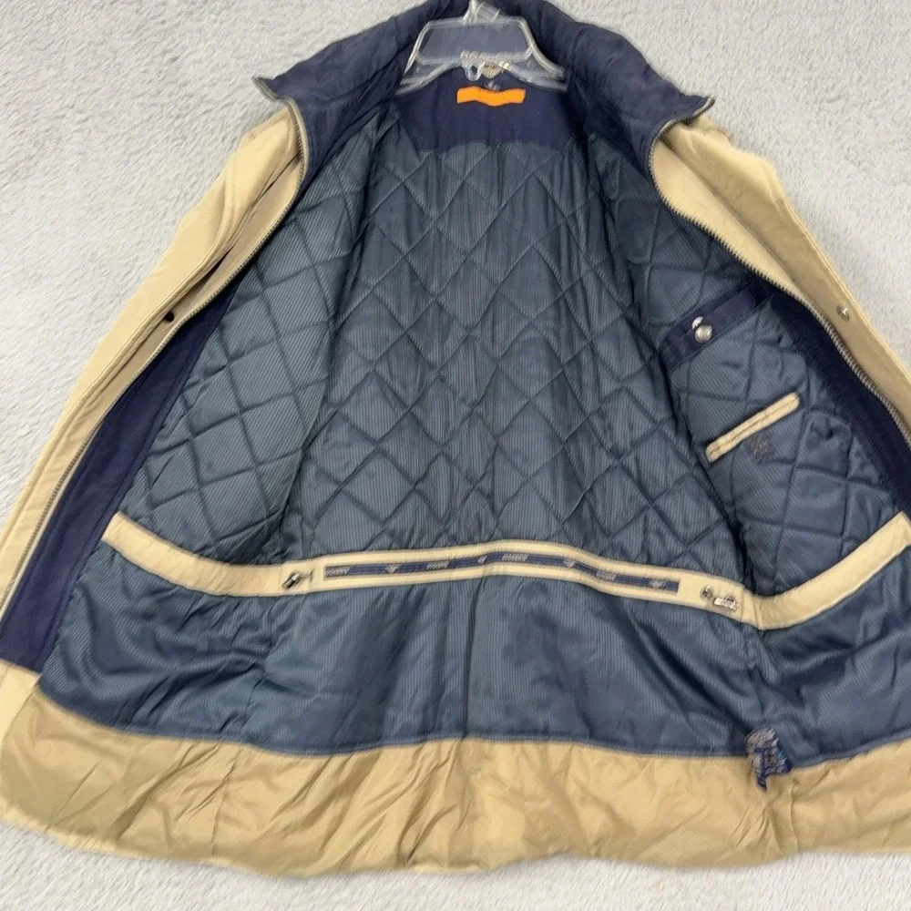 Dockers Coat Mens Small Beige Canvas Stain Defender Quilted Lined Warm Winter